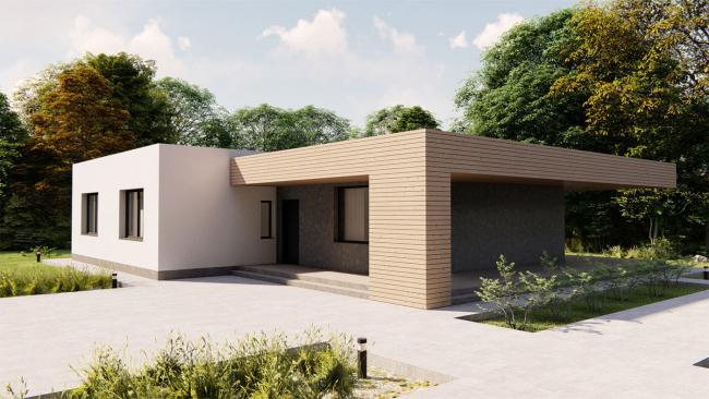 Готовый проект дома с плоской крышей в Минске